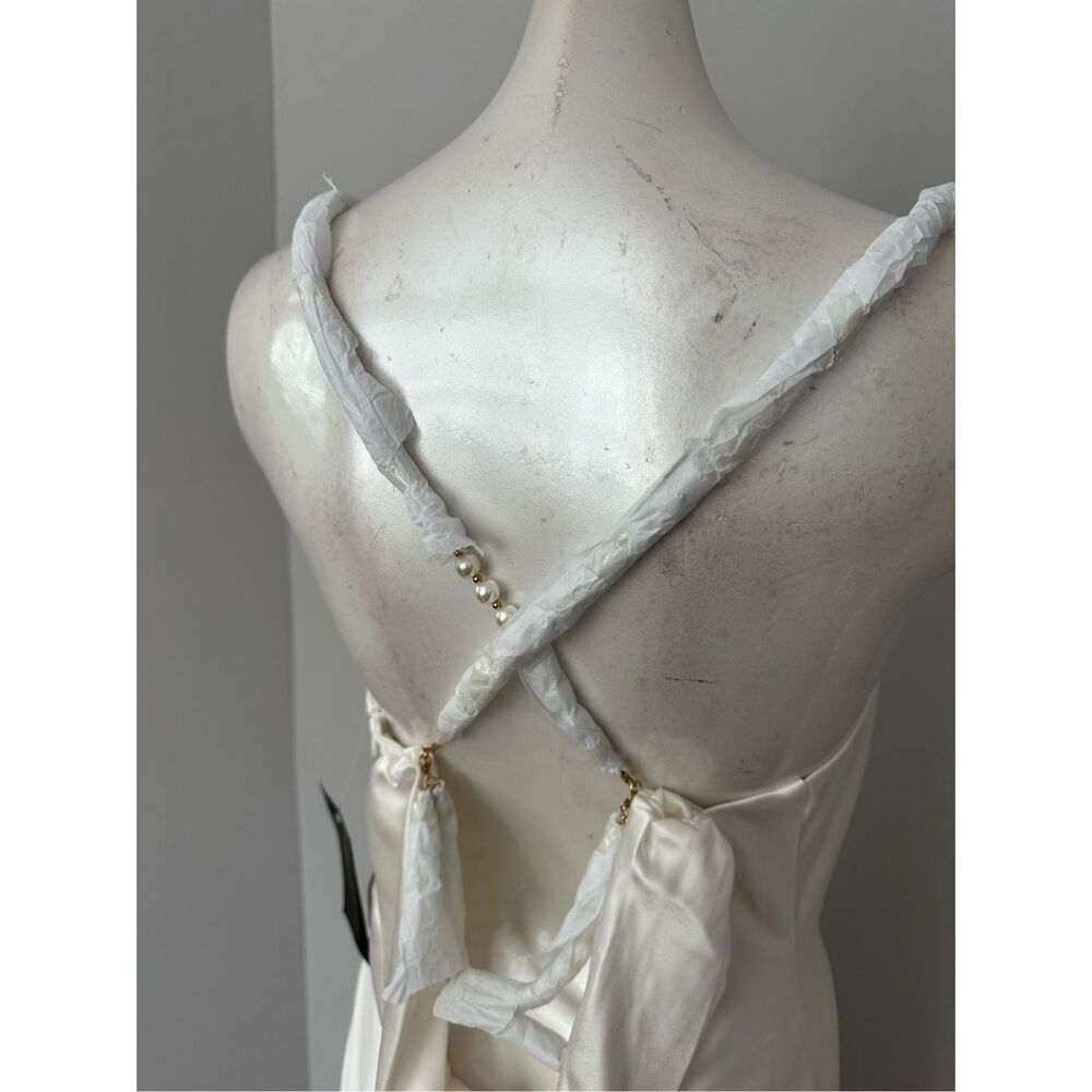 NWT Retrofete Cowl Neck Open Back Pearl Strap Electra Maxi Dress White Medium $5 - Picture 9 of 13